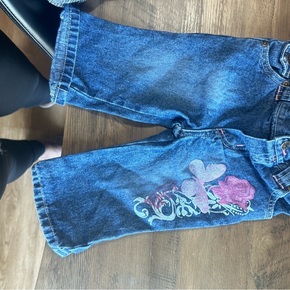 Von Dutch Other - Blue Denim Jeans with Floral Embroidery